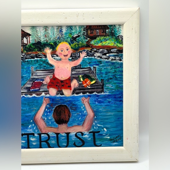 VTG Melissa McLeod TRUST Print in White Wood Distressed Frame 10x10 in - Picture 4 of 14